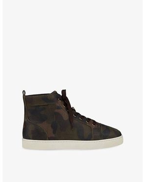 Christian Louboutin Louis Crosta Camouflage High-Top Leather Sneakers - Black