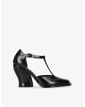 Loewe Onda T-Bar 90 Leather Court Shoes - Black
