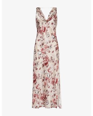 Acne Studios Dotti Floral-Print Satin Midi Dress - Pink