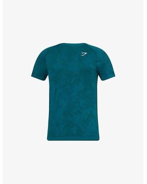 GYMSHARK Geo Seamless Logo-Embroidered Woven T-Shirt - Blue