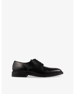Sandro Almond-Toe Leather Derby Shoes - Black