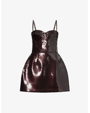 Nadine Merabi Leyton Sequin Woven Mini Dress - Brown