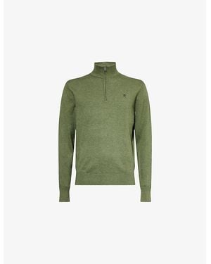 Hackett Logo-Embroidered Cotton And Silk Jumper - Green