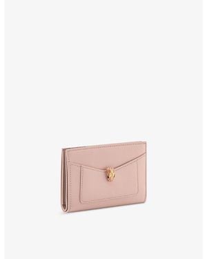BVLGARI Serpenti Forever Folded Leather Card Holder - Pink