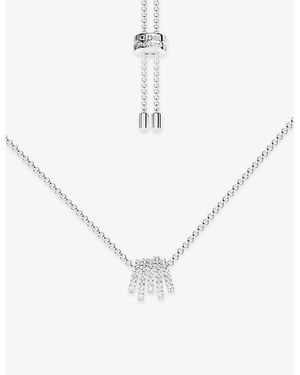 Apm Monaco Promesse 5-Rings Rhodium Plated Alloy And Cubic Zirconia Necklace - White