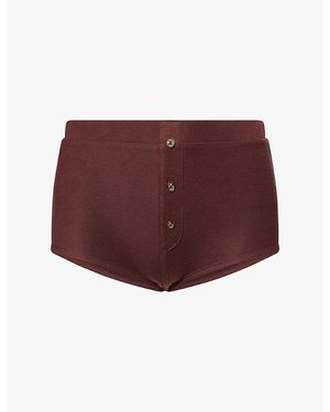 Entire studios Mid-Rise Booty Knit Shorts - Purple