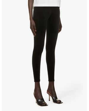 Commando High-Rise Elasticated-Waistband Velvet Leggings - Black