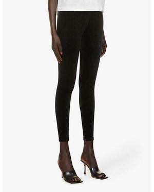 Commando High-Rise Elasticated-Waistband Velvet Leggings - Black