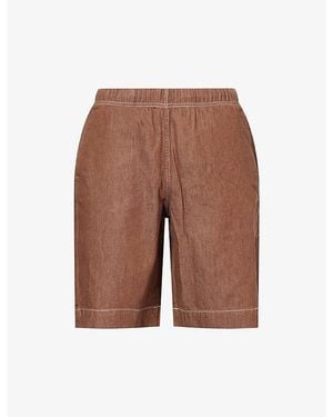Paul Smith Logo-Patch Slip-Pocket Cotton Shorts - Brown