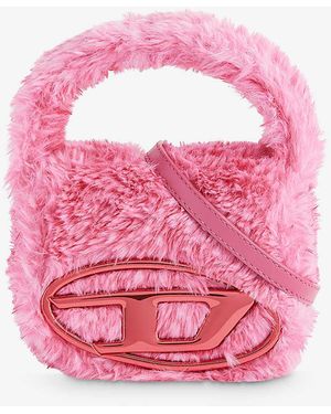 DIESEL 1dr Xs Logo-plaque Faux-fur Cross-body Bag - Pink