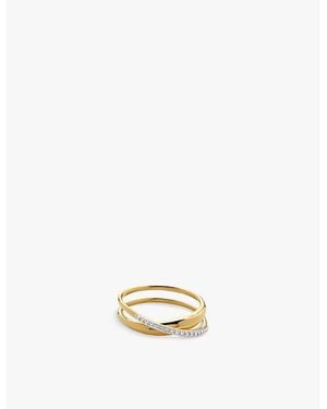 Monica Vinader Nura Wrap 18Ct-Plated Vermeil Sterling- And 0.108Ct Brilliant-Cut Lab-Grown Diamond Ring - Metallic