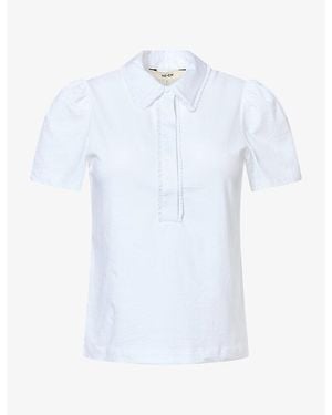 ME+EM Frilled-Trim Cotton Shirt - Blue