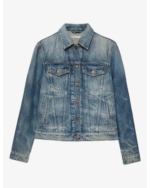 AllSaints Faded-Wash Regular-Fit Denim Jacket - Blue
