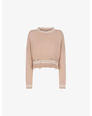Marni Distressed Cropped Cotton-Knit Jumper - Pink