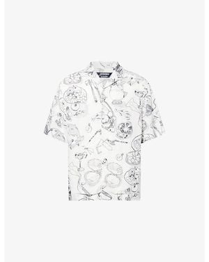 Jacquemus La Cocktail Short-Sleeve Linen-Blend Shirt - White