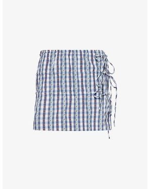 Damson Madder Este Gingham Cotton-Poplin Mini Skirt - Blue