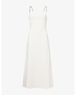 Cult Gaia Finley Pearl Straps Knit Maxi Dress - White