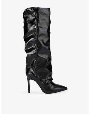 KG by Kurt Geiger Frenchy Faux Patent-Leather Heeled Knee-High Boots - Black