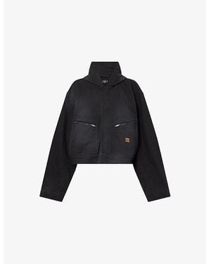 Balenciaga Hooded Cropped Cotton Jacket - Black
