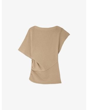 Soeur Dalina Short-Sleeved Cotton-Blend Jumper - Natural