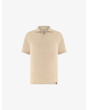 BOGGI Open-Collar Regular-Fit Stretch-Linen Polo Shirt - Natural