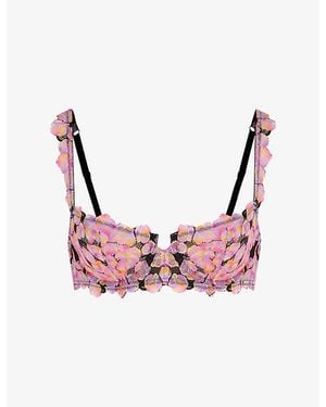Savage x Fenty Sun Tide Floral-Lace Unlined Balconette Bra - Pink