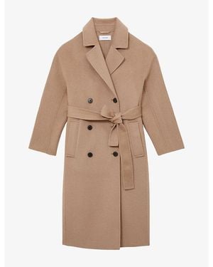 Reiss Marina Double-Breasted Wool-Blend Coat - Natural