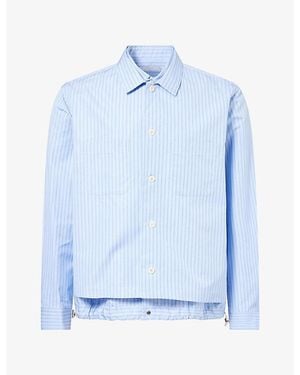 Sacai Striped Cotton-Blend Shirt - Blue