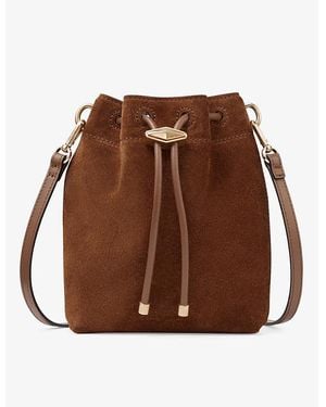 Jimmy Choo Tan/ Cinch Mini Suede Top-Handle Bucket Bag - Brown