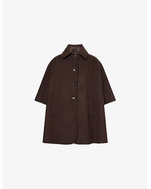 ME+EM Engineered Seam Wool-Blend Cape Coat - Brown