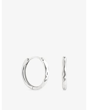 Astrid & Miyu Molten Textured 18Ct-Plated Sterling- Hoop Earrings - White