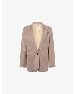 Twp Girl Boy Girl Chevron-Stitch Wool-Blend Blazer - Brown