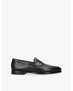 Santoni Carlo Cashmere And Leather Penny Loafers - Black