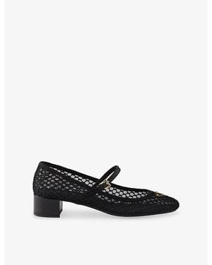 Prada Brand-Plaque Mesh Courts - Black