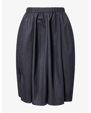 Comme des Garçons Pleated Wool Midi Skirt - Blue