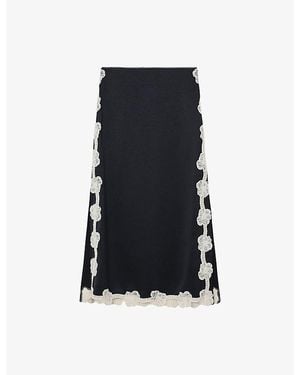 Reiss Doa Floral-Lace Satin Midi Skirt - Black