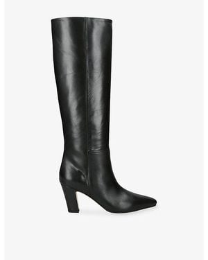 Aeyde Silva 75 Leather Heeled Knee-High Boots - Black