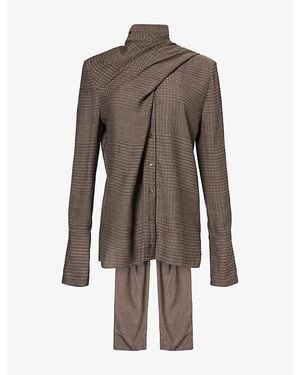 Mugler Scarf Long-Sleeve Woven Blouse - Brown