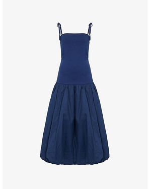 Amy Lynn Alexa Puffball Stretch-Cotton Midi Dress - Blue