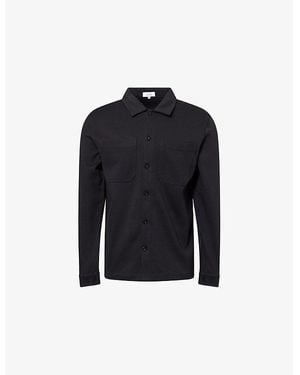 Arne Classic-Collar Patch-Pockets Cotton-Jersey Overshirt - Blue