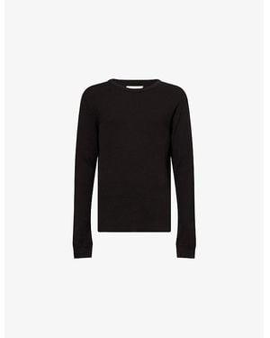 Austin Post Thermal Crewneck Cotton Top - Black