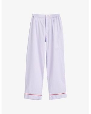 Hay Outline Contrast-Piping Cotton Pyjama Trousers - Purple