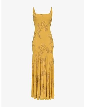 House Of Cb Rosalia Hand-Beaded Woven Maxi Dress Xs (A-C Cup) - Metallic