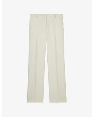 The Kooples Straight-Leg High-Rise Stretch-Woven Trousers - White