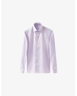 Eton Cutaway-Collar Single-Cuff Contemporary-Fit Cotton-Twill Shirt - Purple