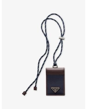 Prada Speedrock Re-Nylon And Leather Card Holder With Strap - Black