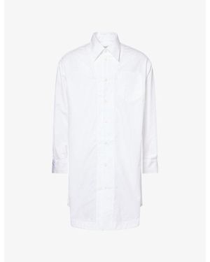 Ami Paris Oversized Long-Line Cotton Shirt - White