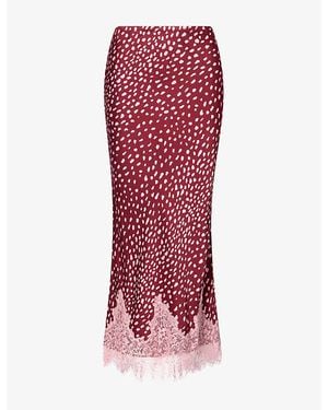 Never Fully Dressed Maeva Printed Satin Skirt - Red