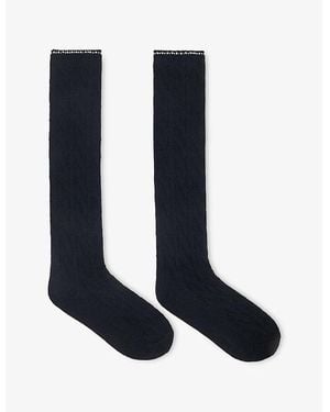 Maje Rhinestone-Embellished Knee-High Wool-Blend Socks - Blue
