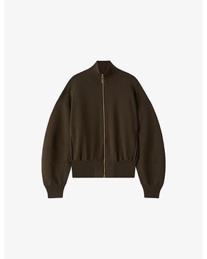 JOSEPH Sable Funnel-Neck Knitted Bomber Jacket - Brown